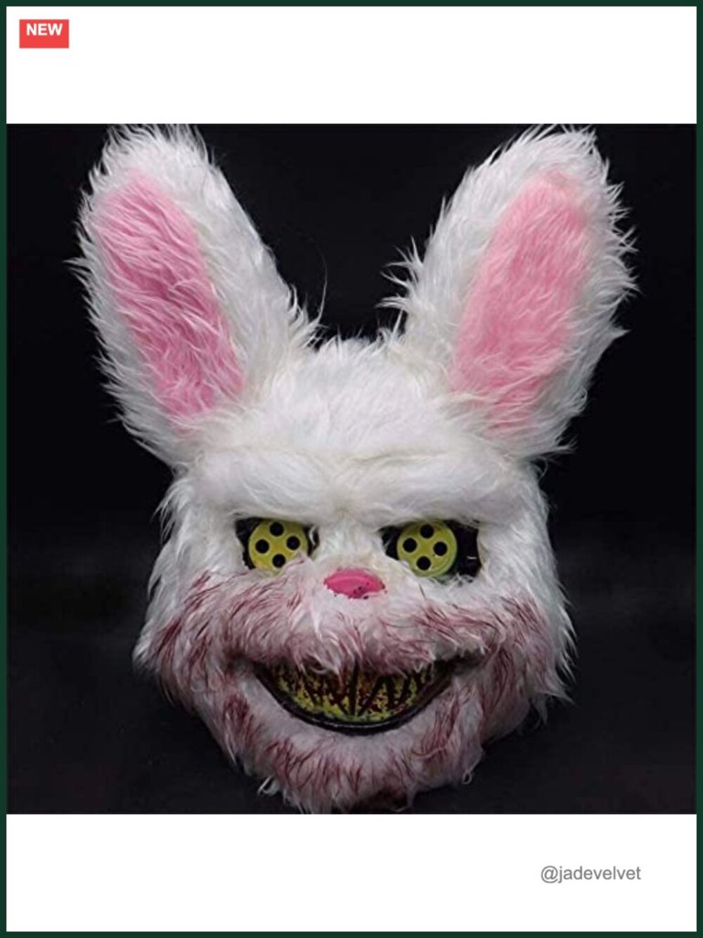 Plastic Full Face Bunny Mask with Fur, Cosplay Costume Prop for Halloween